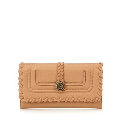 Tan stitched large purse